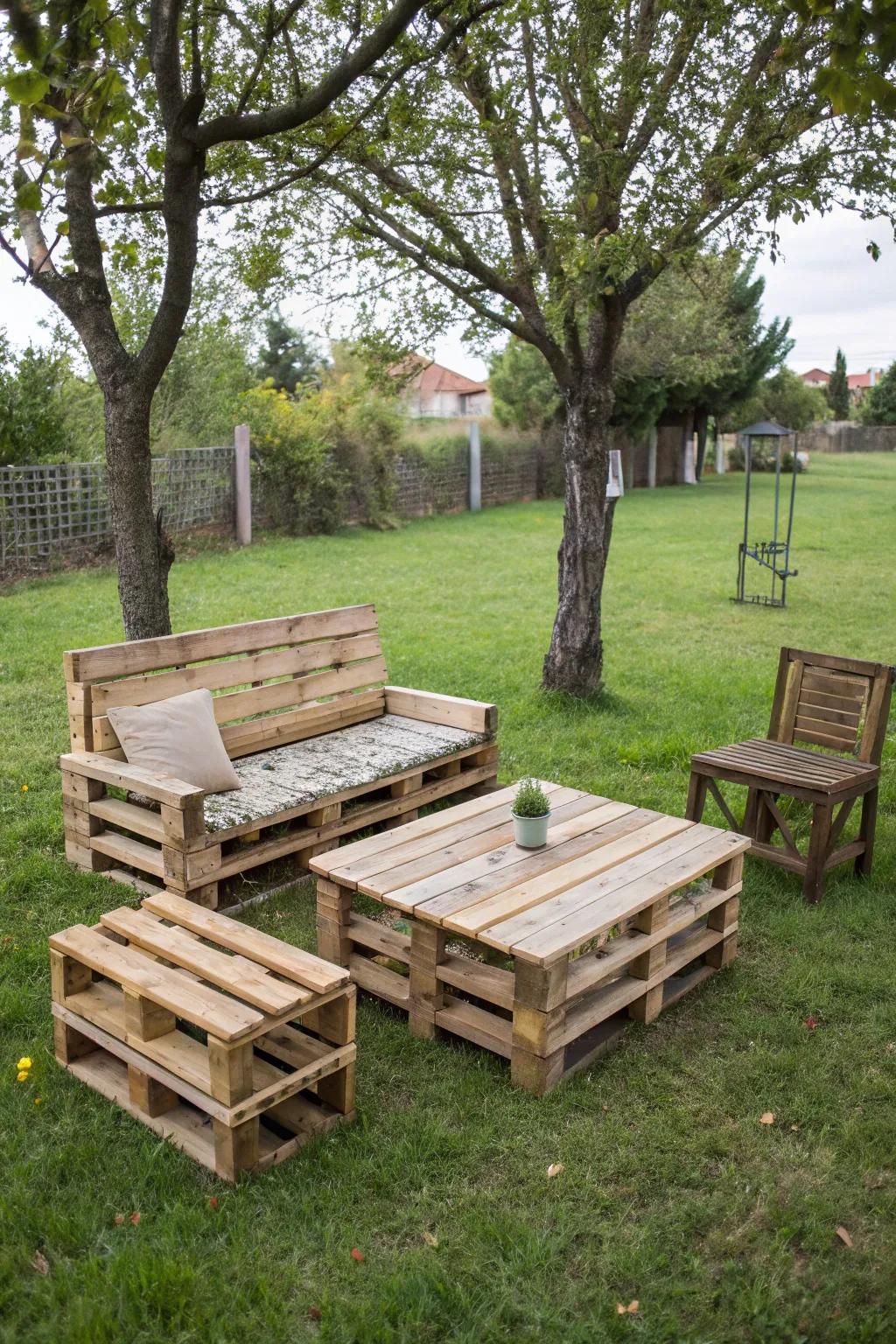 Transform wooden pallets into stylish and affordable outdoor seating.