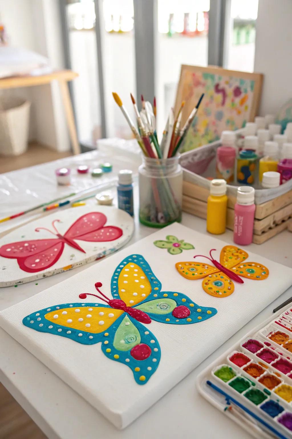 Create textured butterflies with sponge painting.