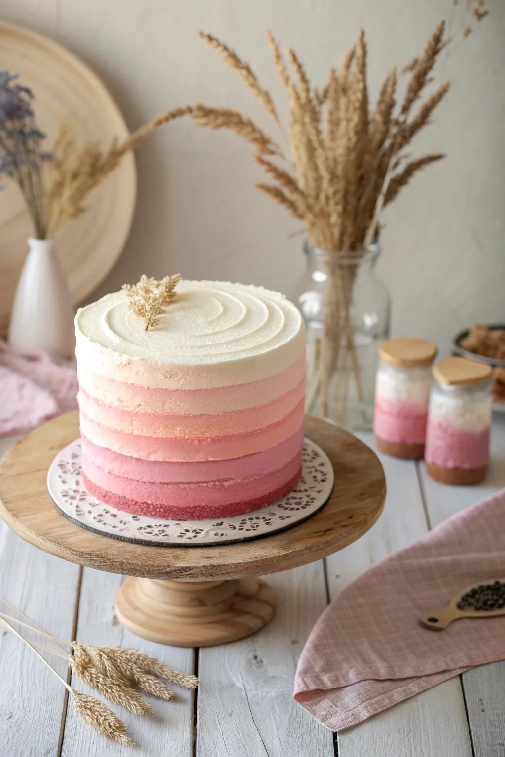 Celebrate mom's special day with an elegant ombre layer cake that delights in every shade of love.
