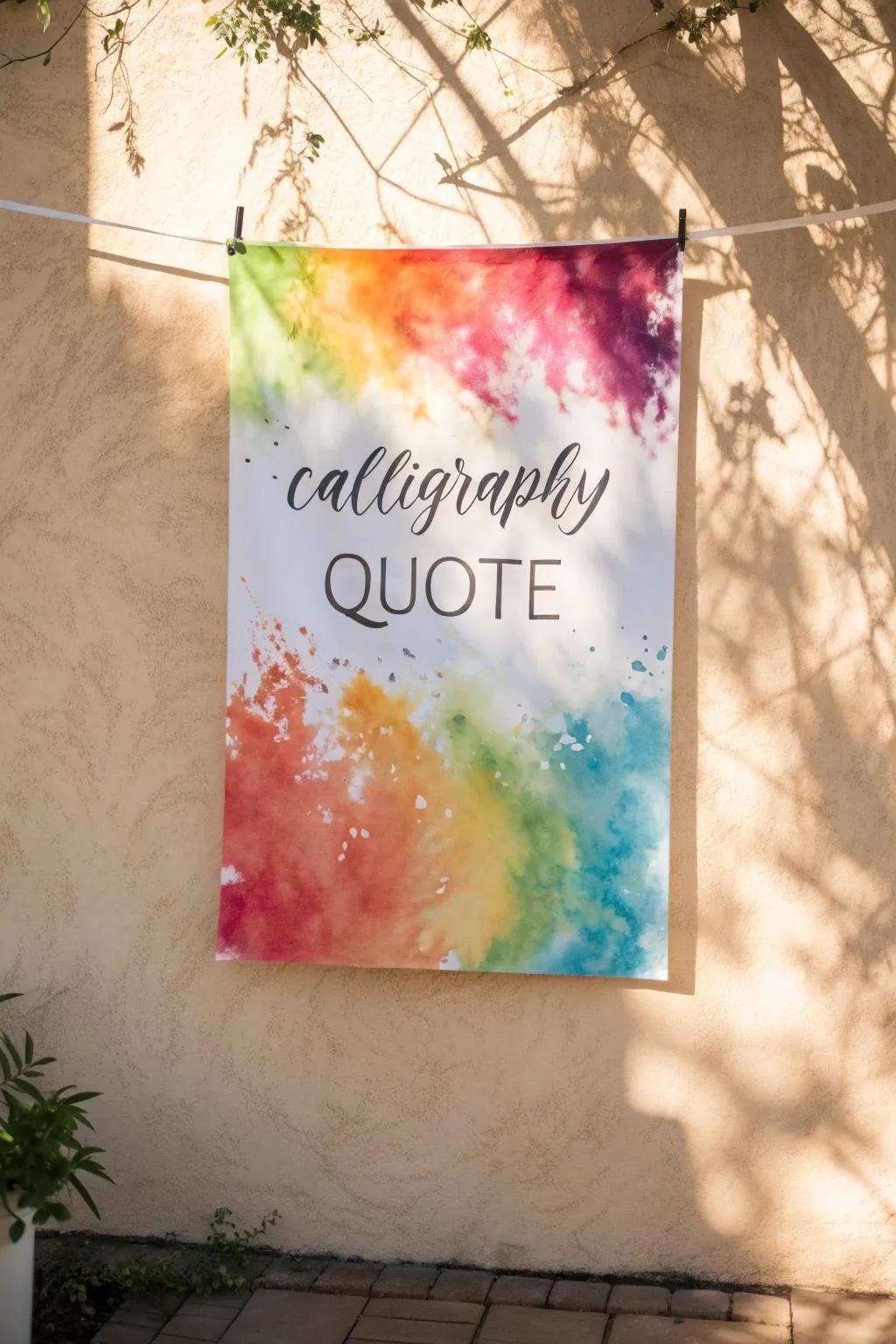 Watercolors bring a whimsical flair to calligraphy quotes.