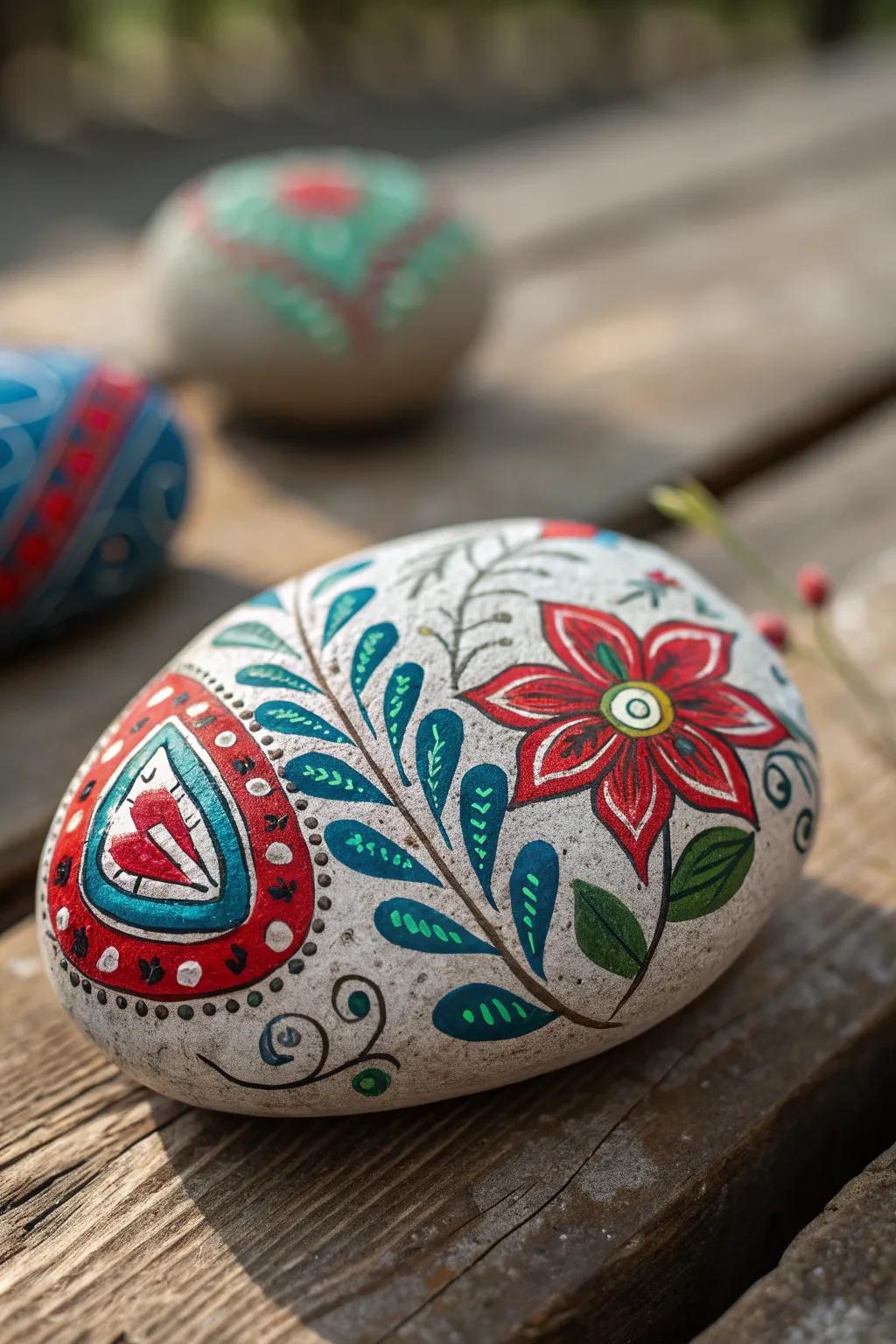 Discover the art of rock painting: a touch of creativity in nature's canvas.