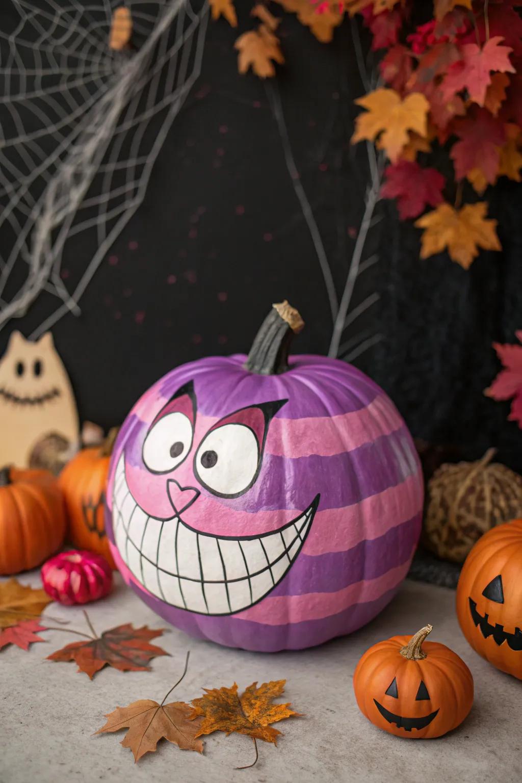 A cheeky Cheshire Cat grin for your pumpkin.