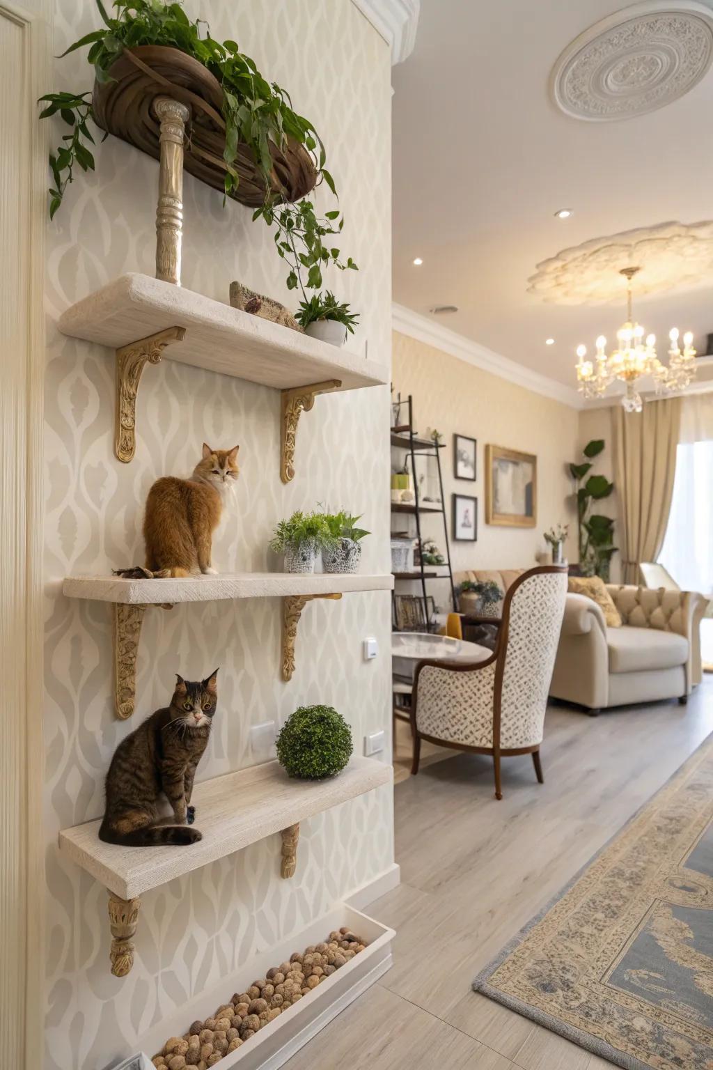 Let your cats climb and explore with a series of strategically placed shelves.