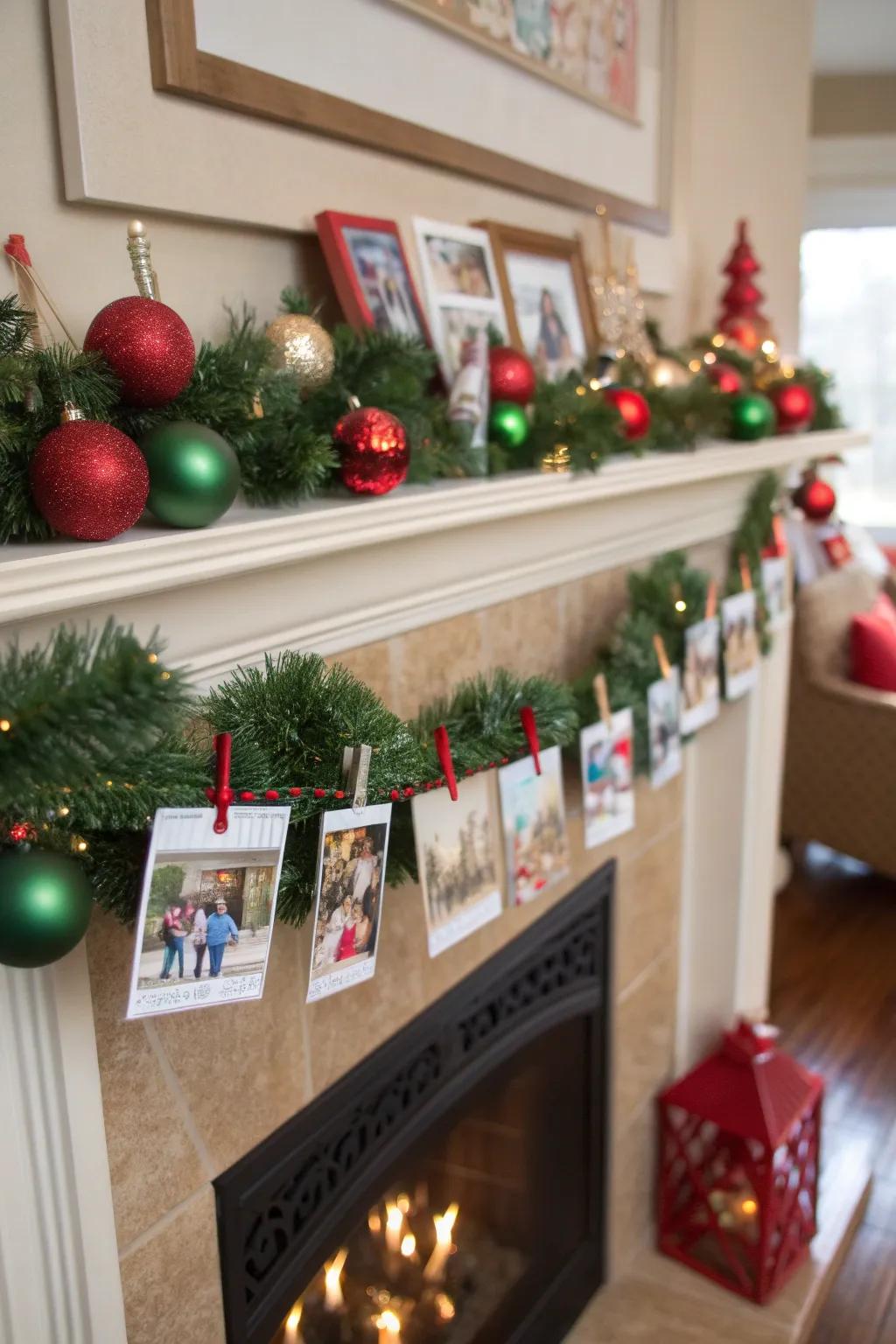 Drape a garland and hang your cards for a cozy, festive display.