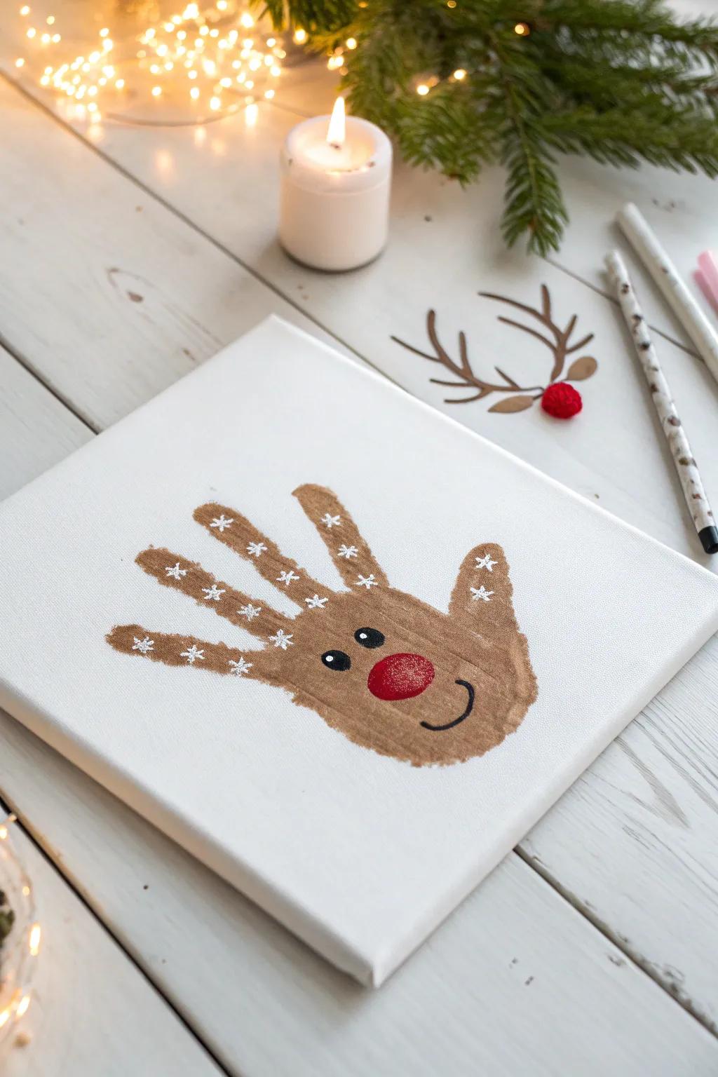 Turn little hands into magical holiday art with this charming Handprint Reindeer craft.