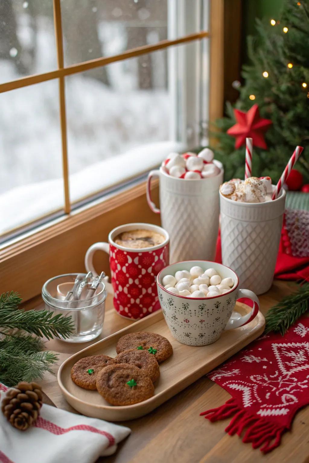 Warm up with a delightful hot cocoa bar at your party.