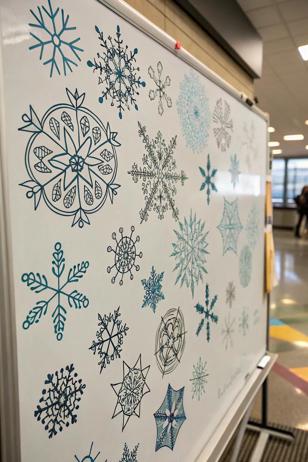 Intricate snowflake designs create a winter wonderland.