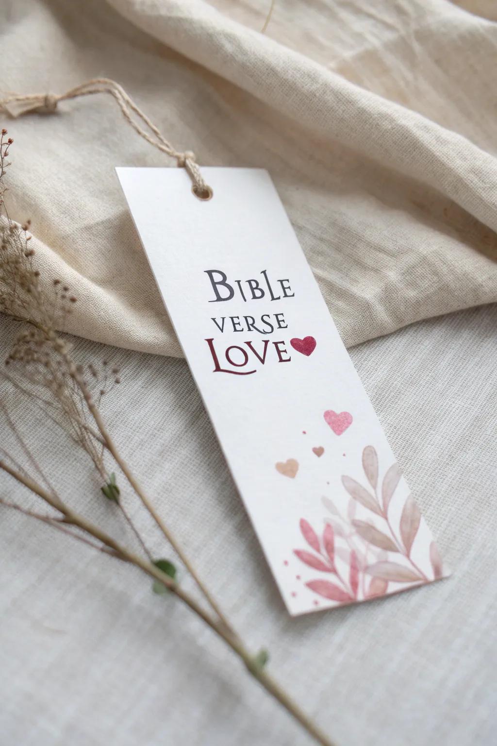 A timeless keepsake: Handcrafted Valentine's Day bookmark with a heartfelt scripture, perfect for adding a touch of love and faith to your reading moments.