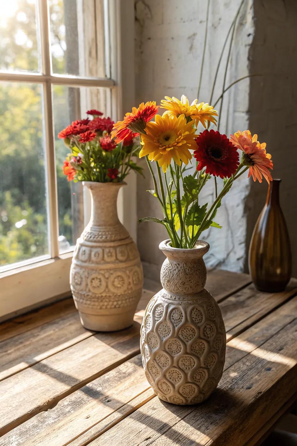 Give your flowers a stylish home with unique clay vases.