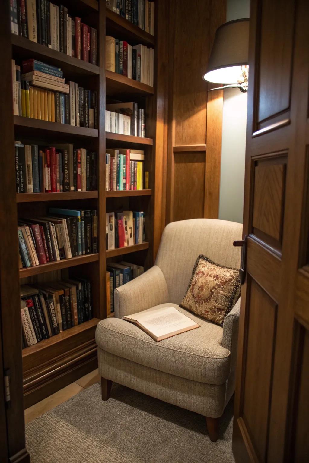 A cozy chair can make your closet library feel like a true retreat.