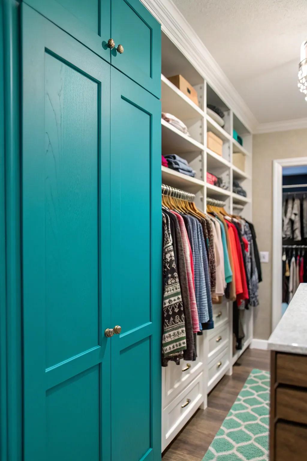 Vibrant accents can turn your closet into a standout feature.