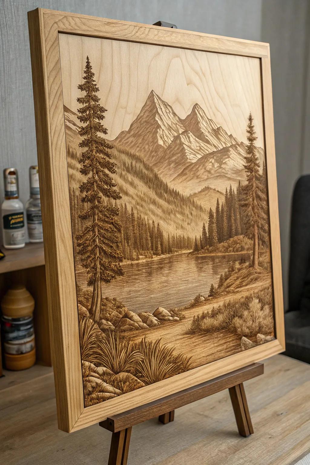 Bring the serenity of nature into your space with this exquisite CNC engraved landscape masterpiece.