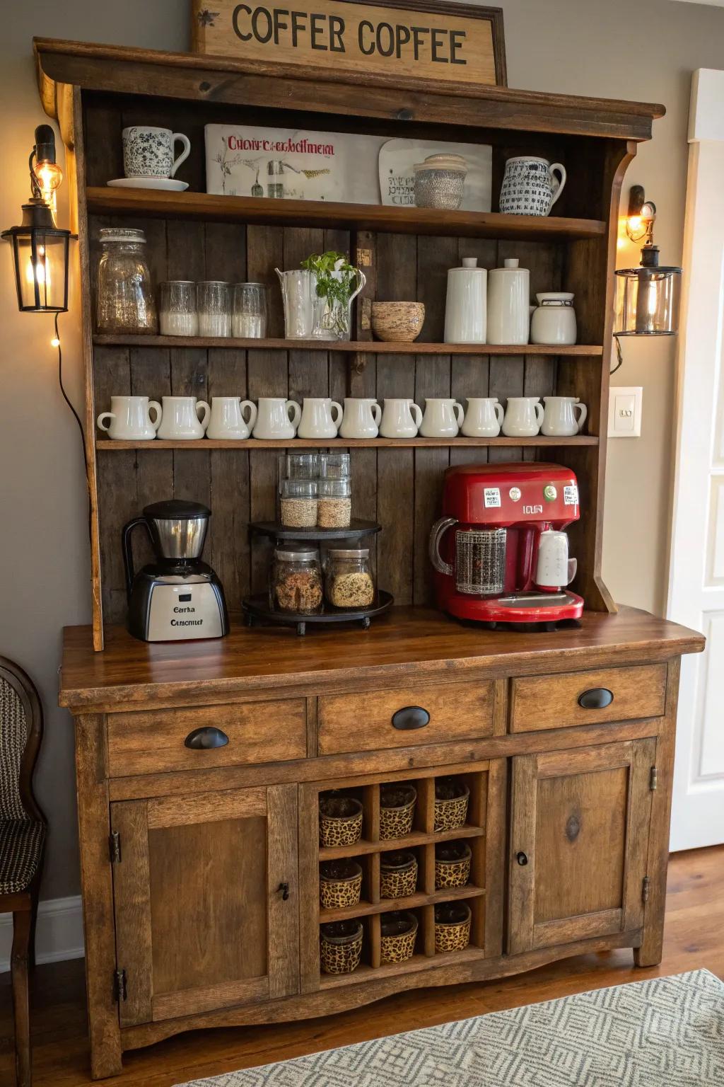 Add vintage charm with a thoughtfully repurposed hutch.