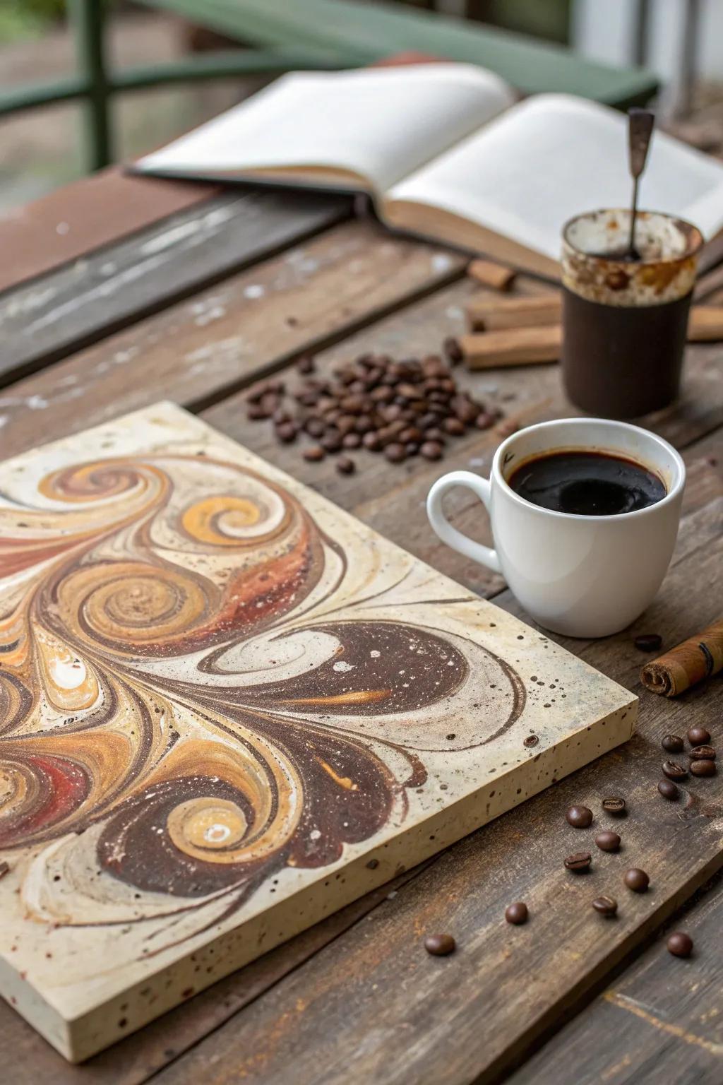 Let your emotions flow with abstract coffee art.