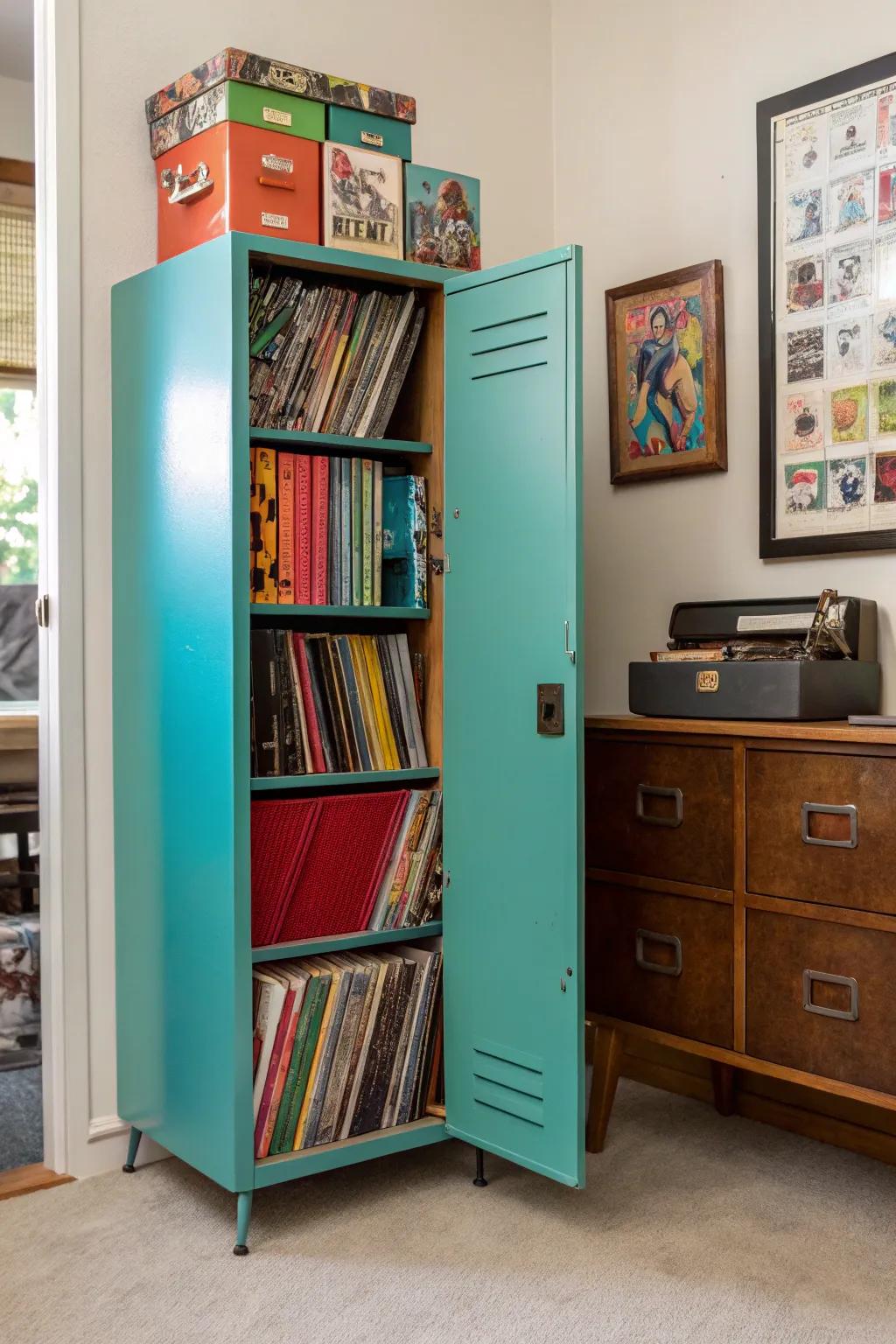 Vintage file cabinets provide a sturdy and stylish storage solution.