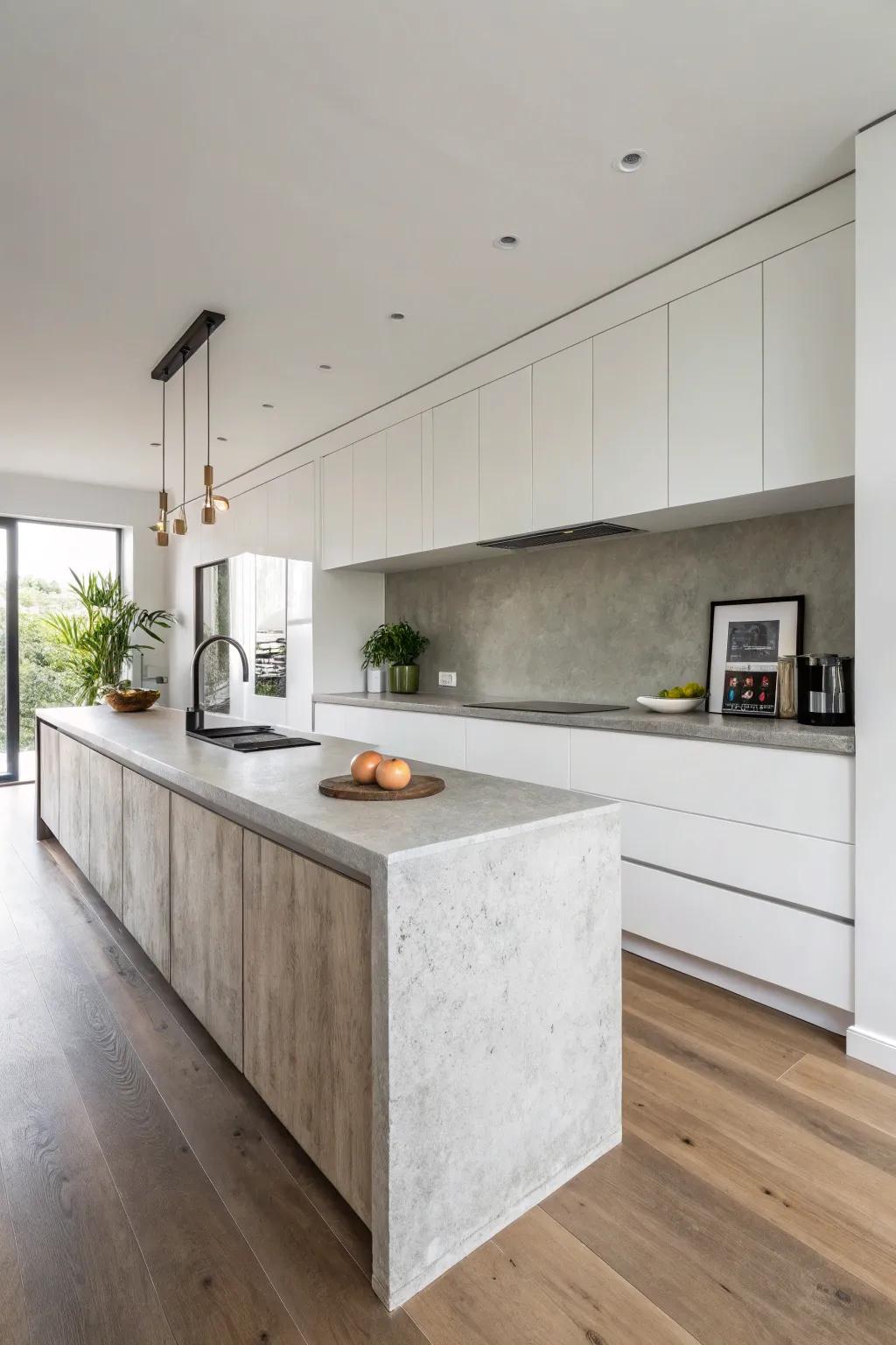 Floating countertops seamlessly blend form and function in modern kitchens.