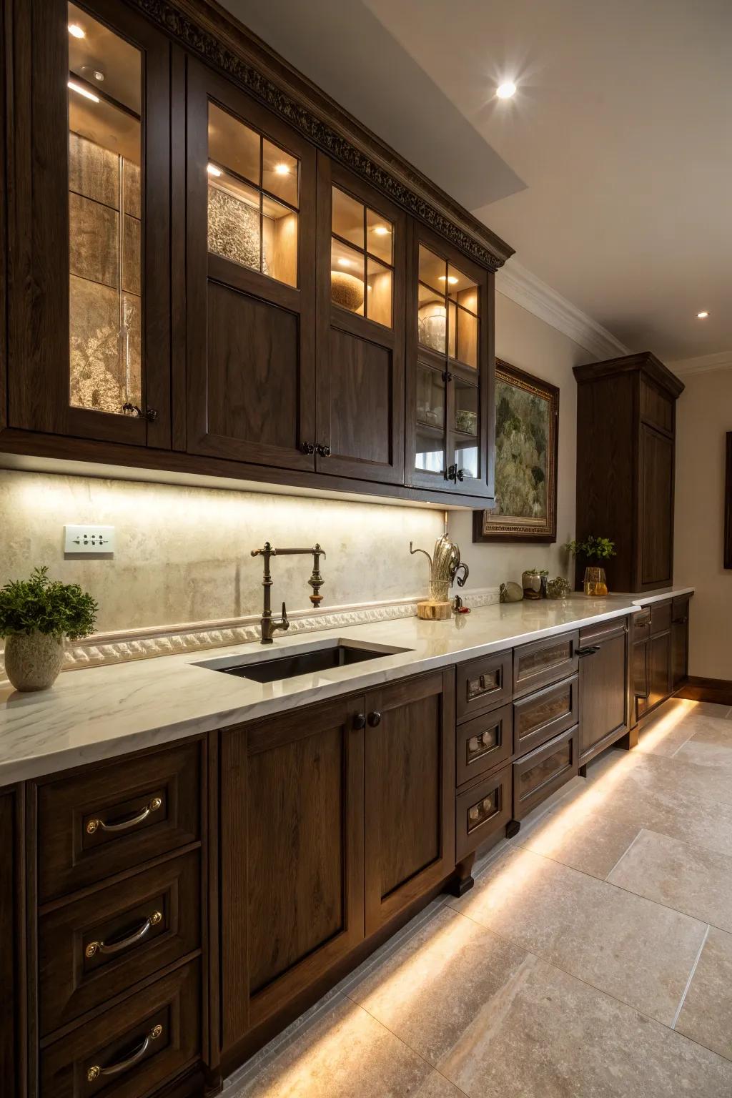 Embrace dark tones to create a sophisticated and cozy kitchen.