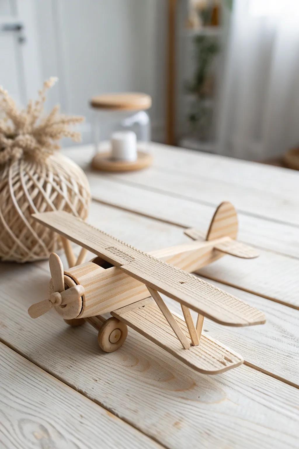 Let your imagination soar with this charming popsicle stick airplane, a perfect blend of simplicity and creativity.