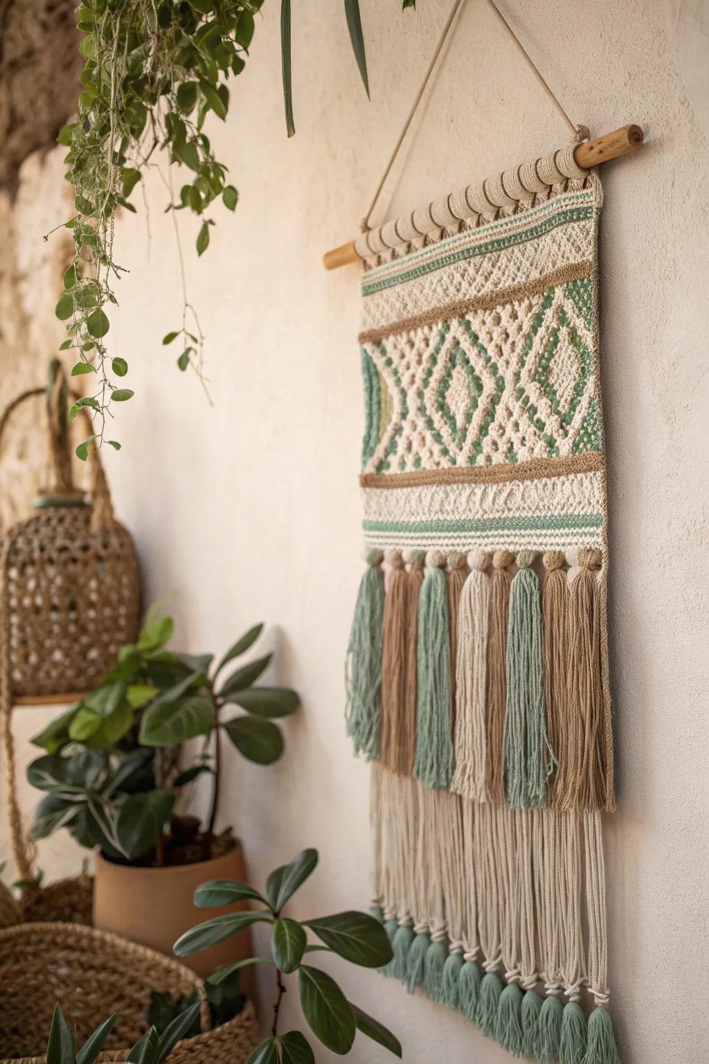 Embrace the art of textile crafting with this stunning woven masterpiece, where simplicity meets elegance.