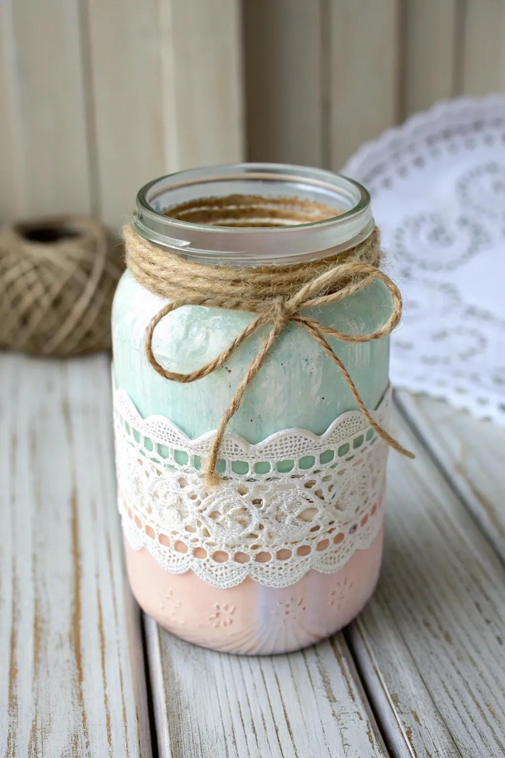 Transform simple jars into charming decorative pieces with a touch of bohemian elegance.