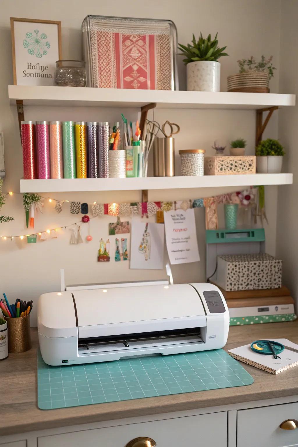 Vertical storage keeps your Cricut workspace tidy and efficient.