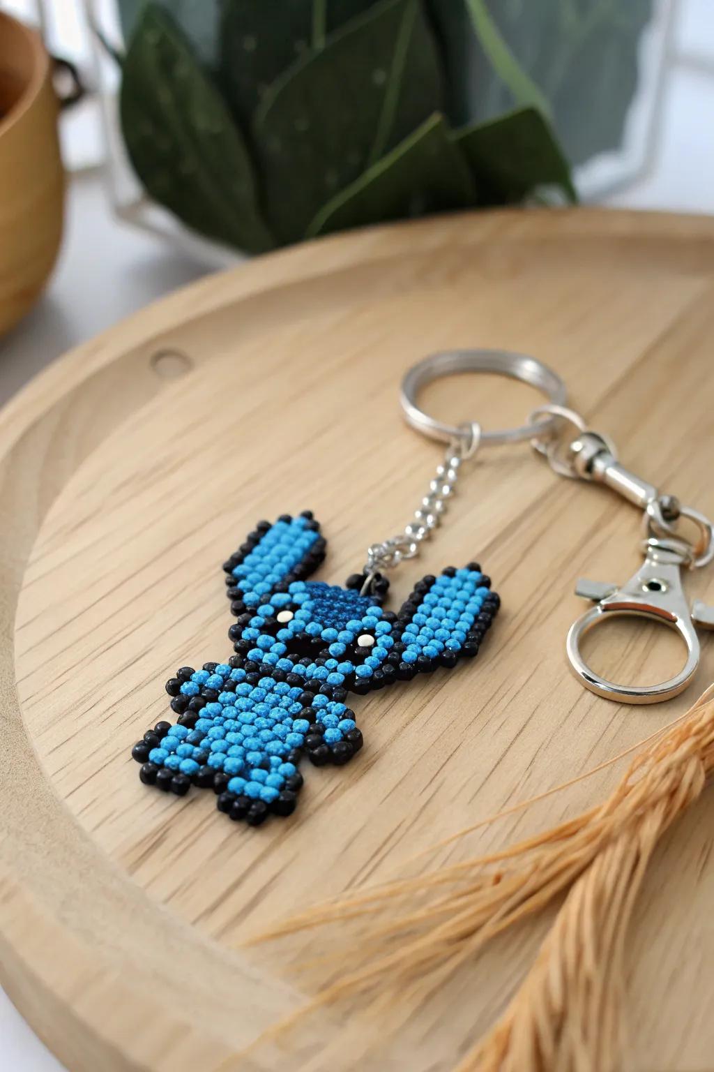 Add a touch of whimsy to your keys with this charming perler bead Stitch keychain, blending minimalist elegance with a boho flair!