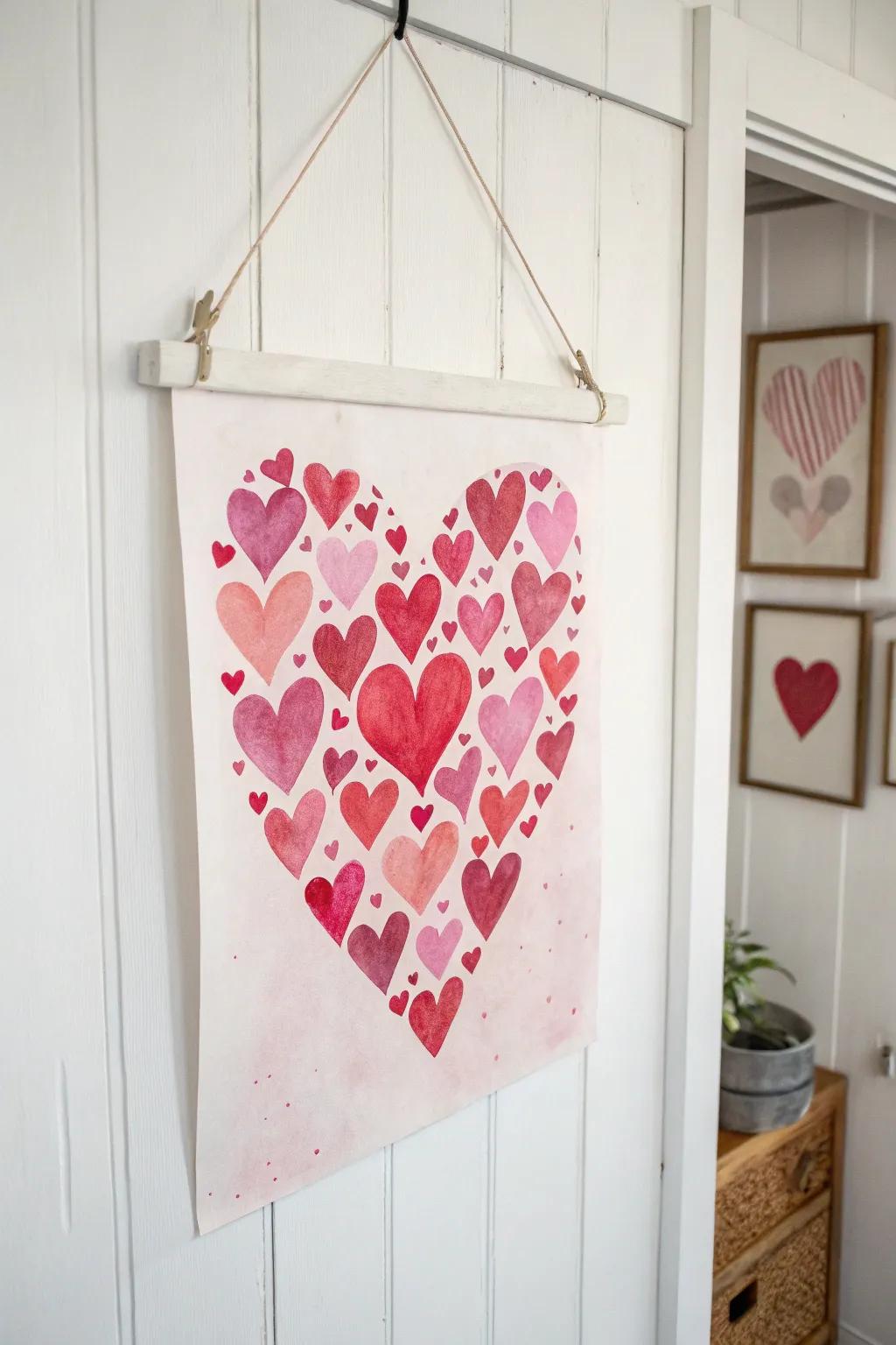 Bring an artistic touch to your home with watercolor heart art.