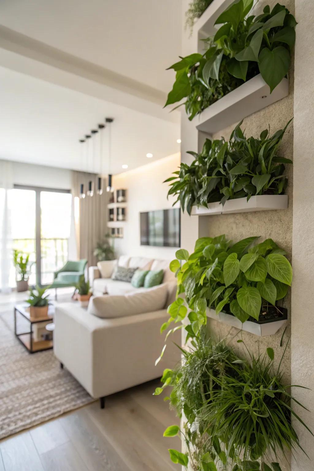 Bring the outdoors in with refreshing wall plants.