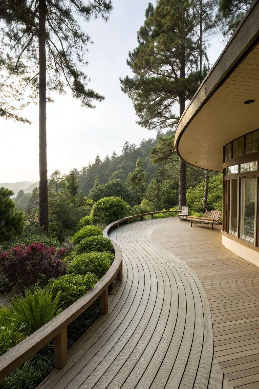 Embrace elegance with a curved deck design.