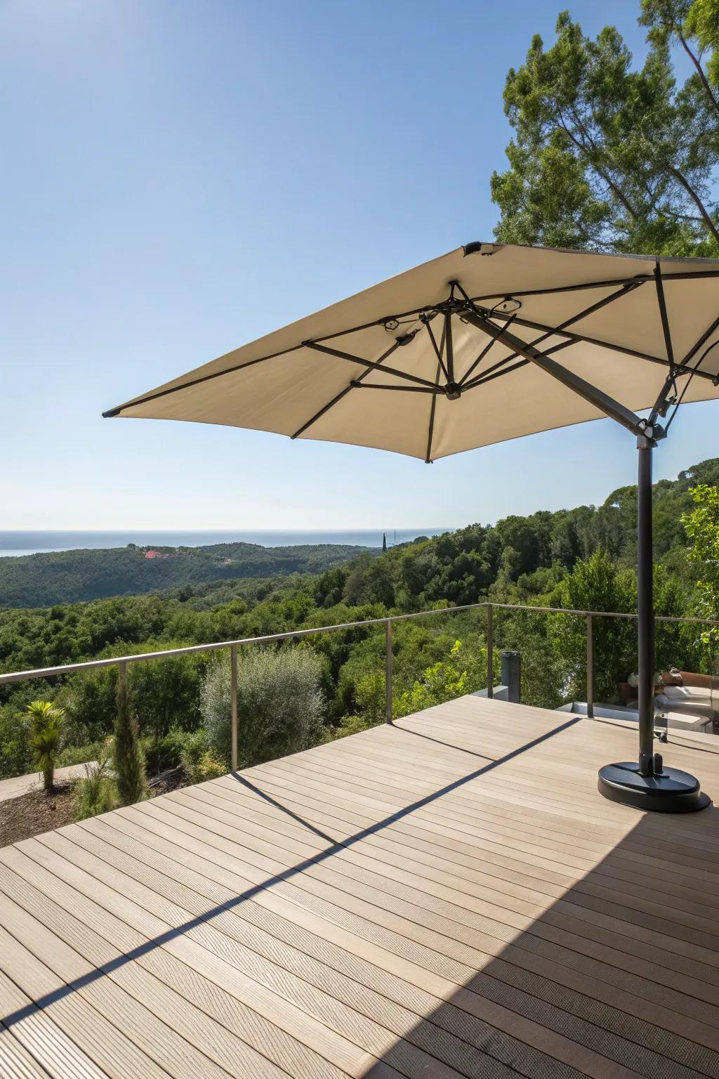 Cantilever umbrellas offer flexible and stable shade.