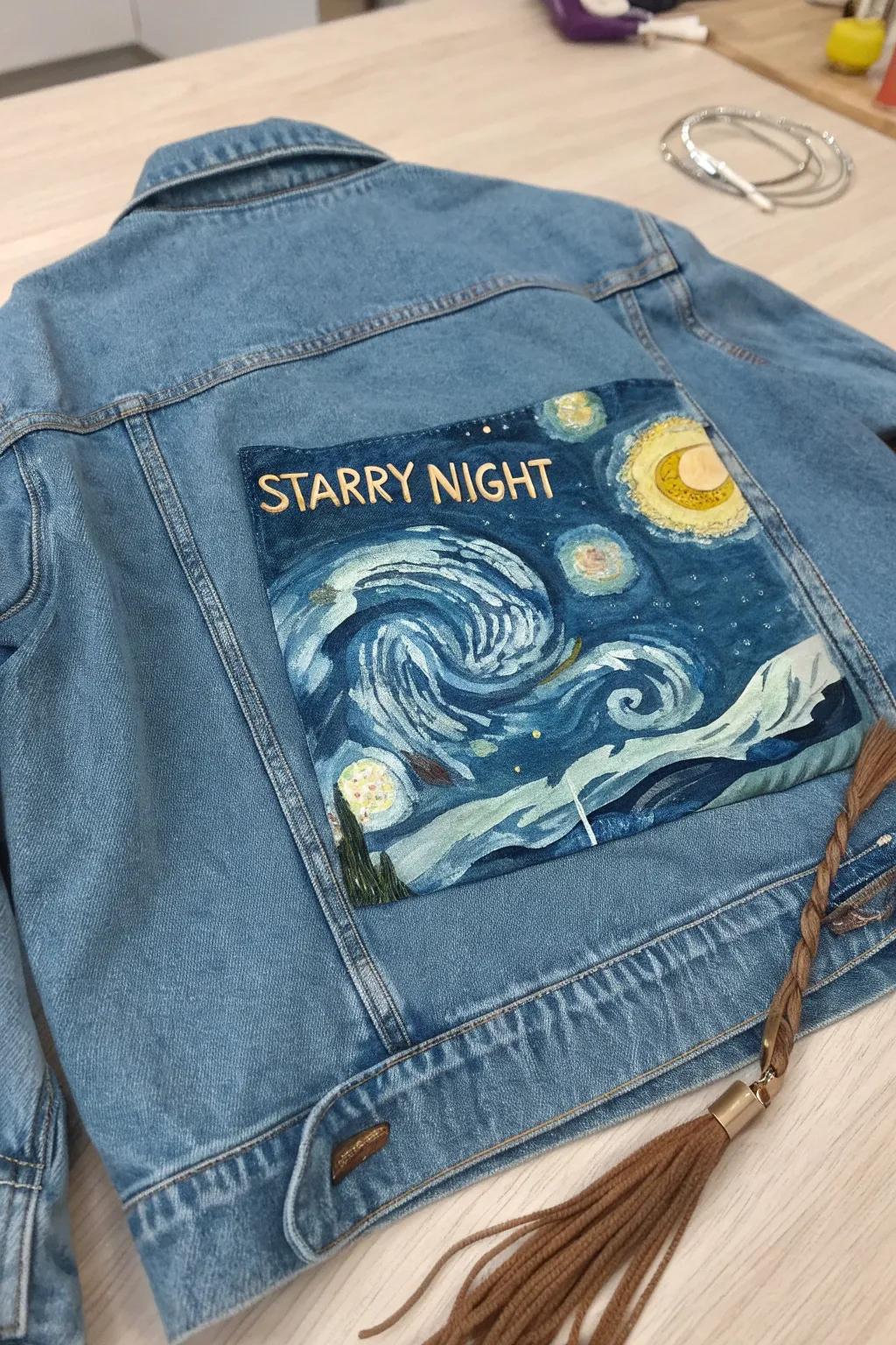 Bring art history to life with a touch of celestial magic on denim. 🎨✨ #StarryDenim #BohoChic