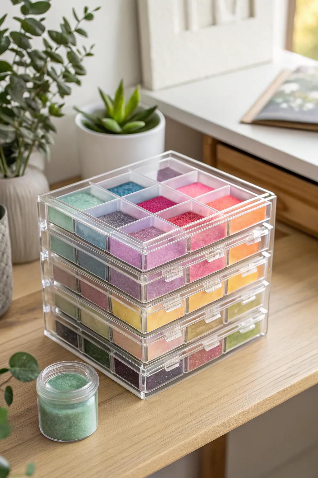 Bring salon vibes home with these chic and organized transparent drawers for your dip powder collection!