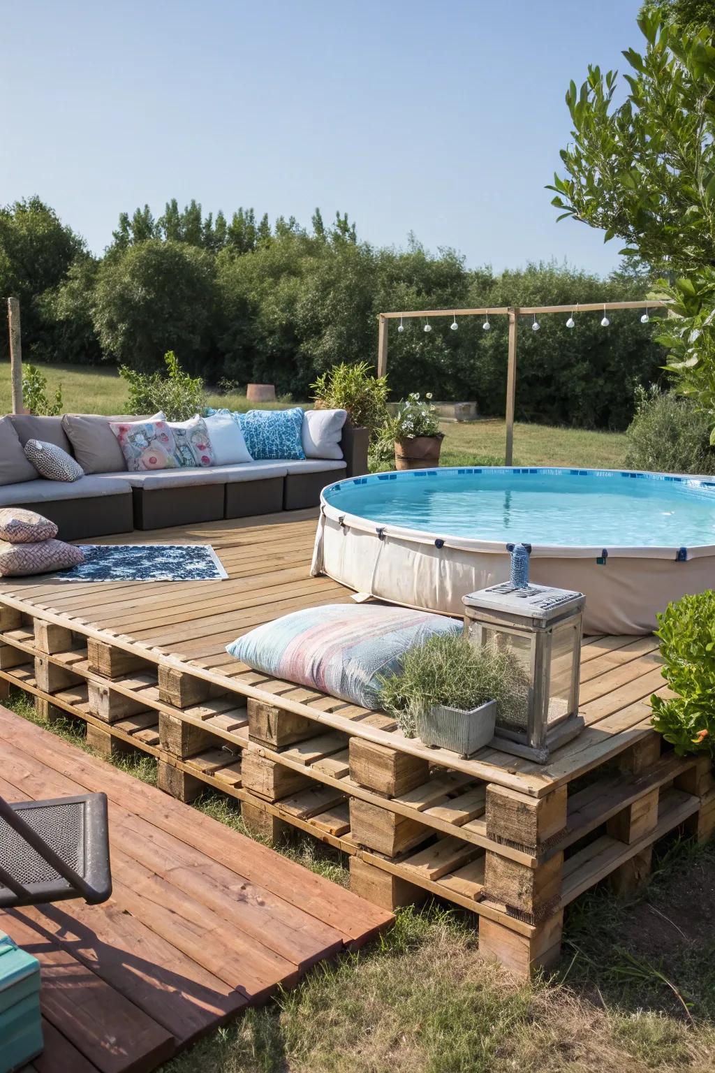 DIY pallet decks offer a rustic charm that’s both inviting and budget-friendly.