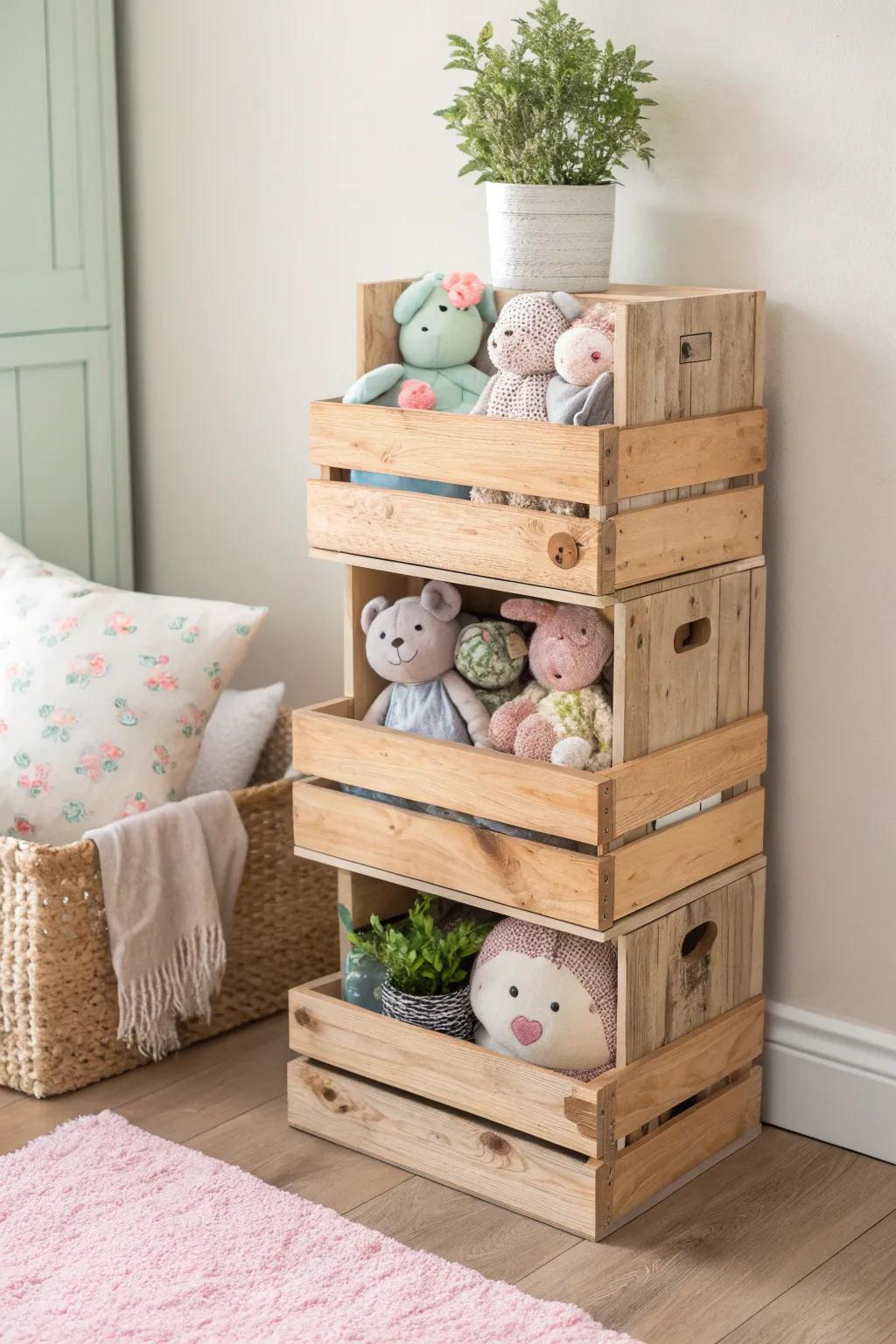 Transform your nursery with these charming DIY crate stacks—stylish, functional, and perfect for every little one's collection!