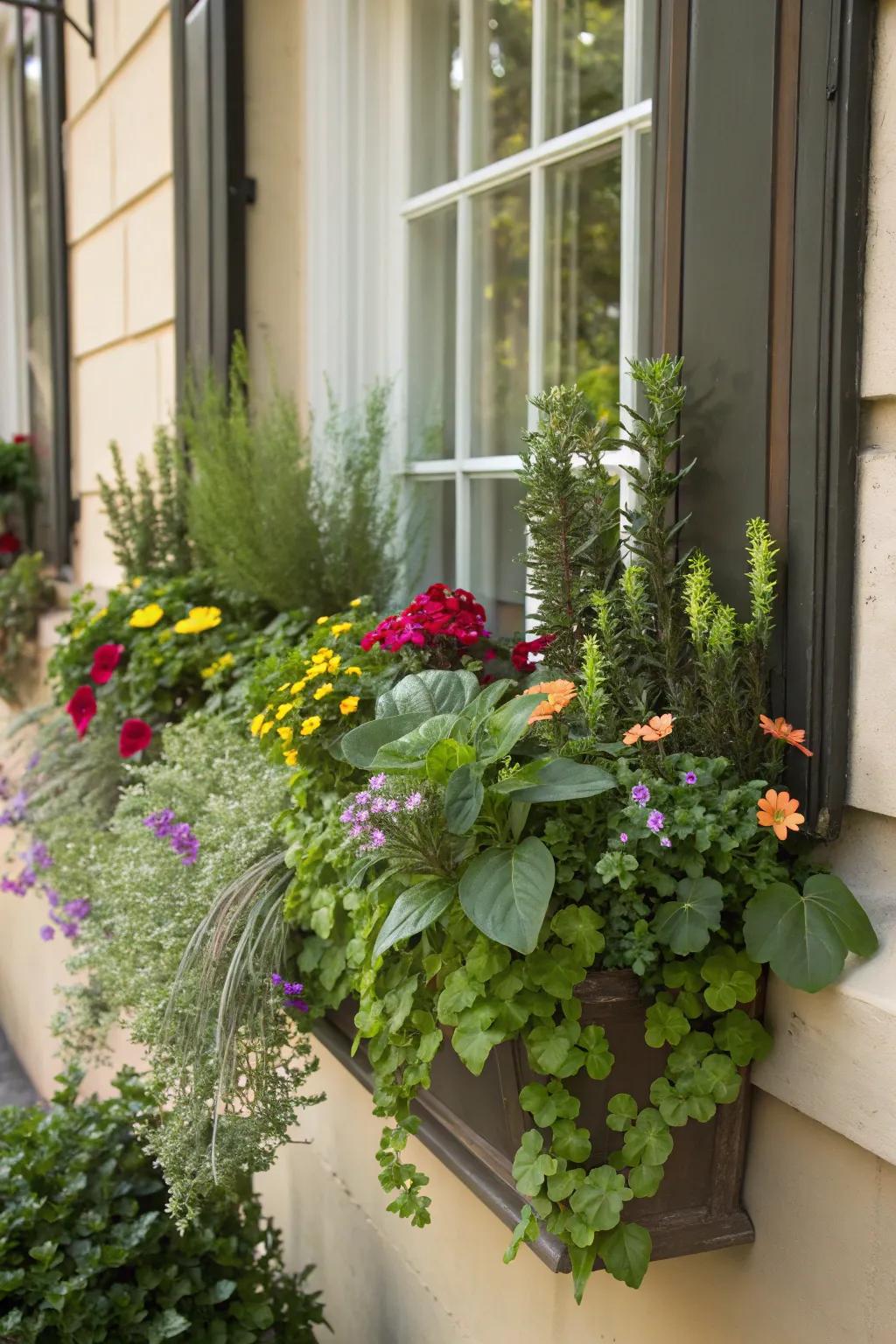 Window boxes are ideal for adding greenery to small spaces.