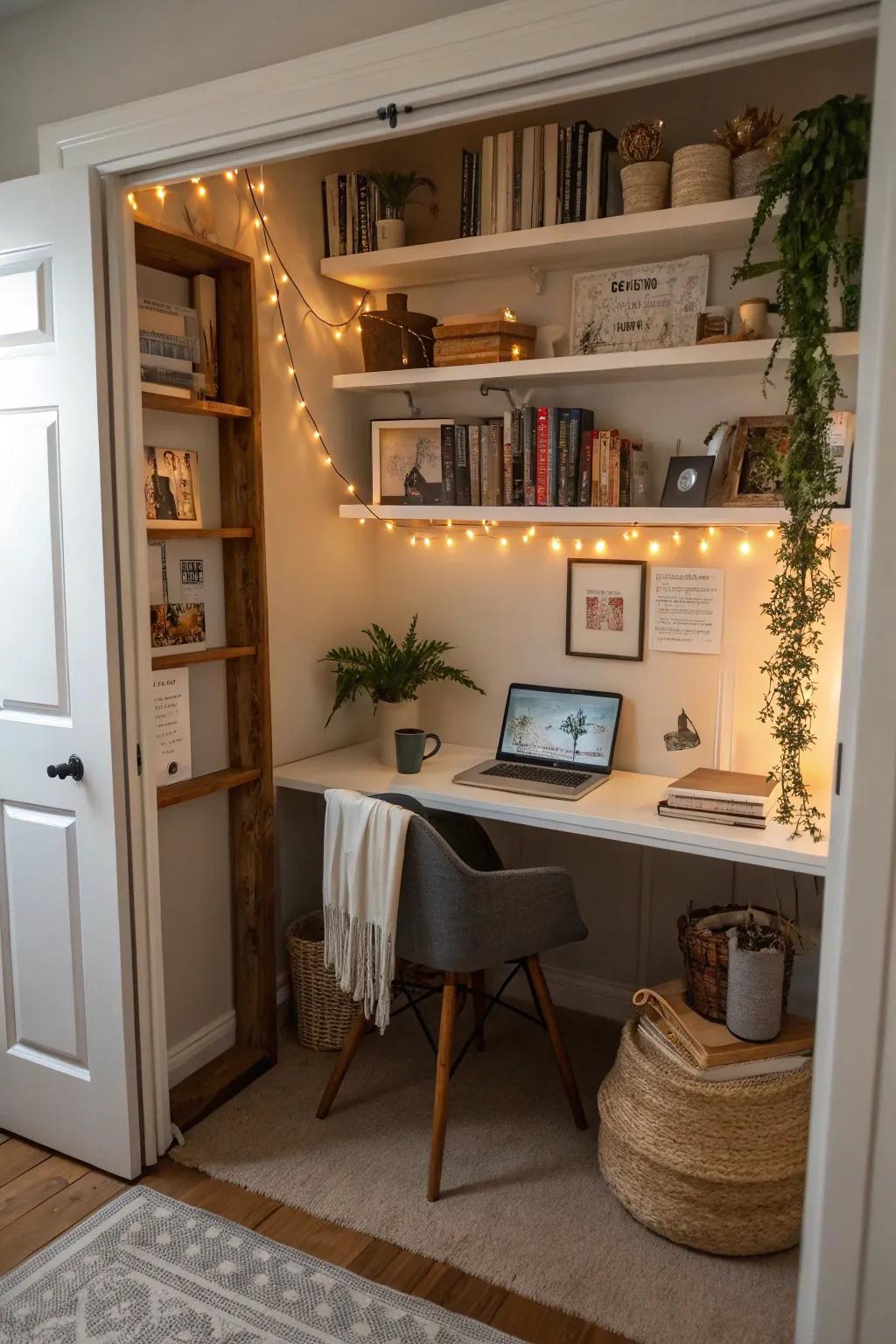 A 'cloffice' maximizes space for work-from-home convenience.