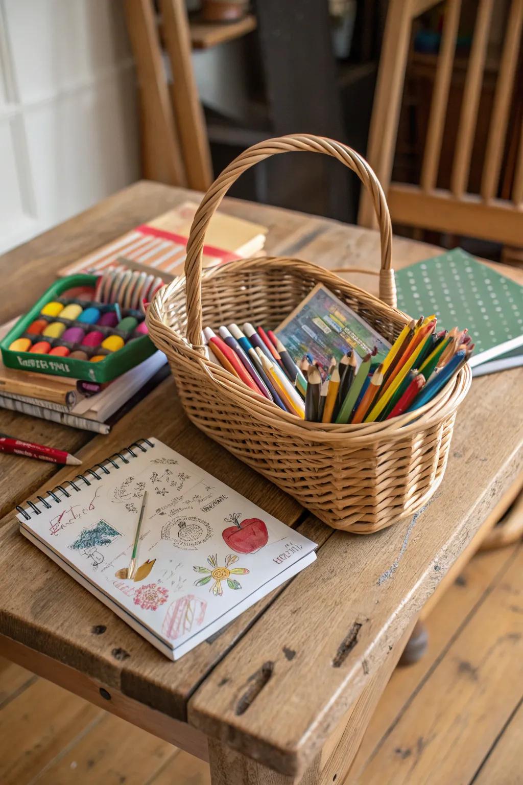 Inspire creativity with a basket full of artistic possibilities.