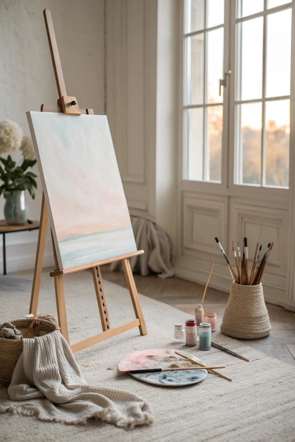 Unveil the surprise in style with a beautifully painted canvas! 🎨✨ #GenderReveal #ArtLovers #ScandiBoho