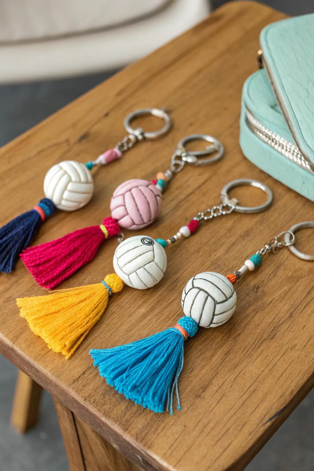 Craft these cute volleyball keychains for your teammates.