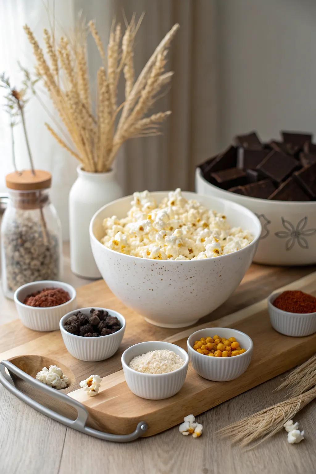 Elevate your movie night with a chic DIY popcorn bar—where simplicity meets delicious creativity!