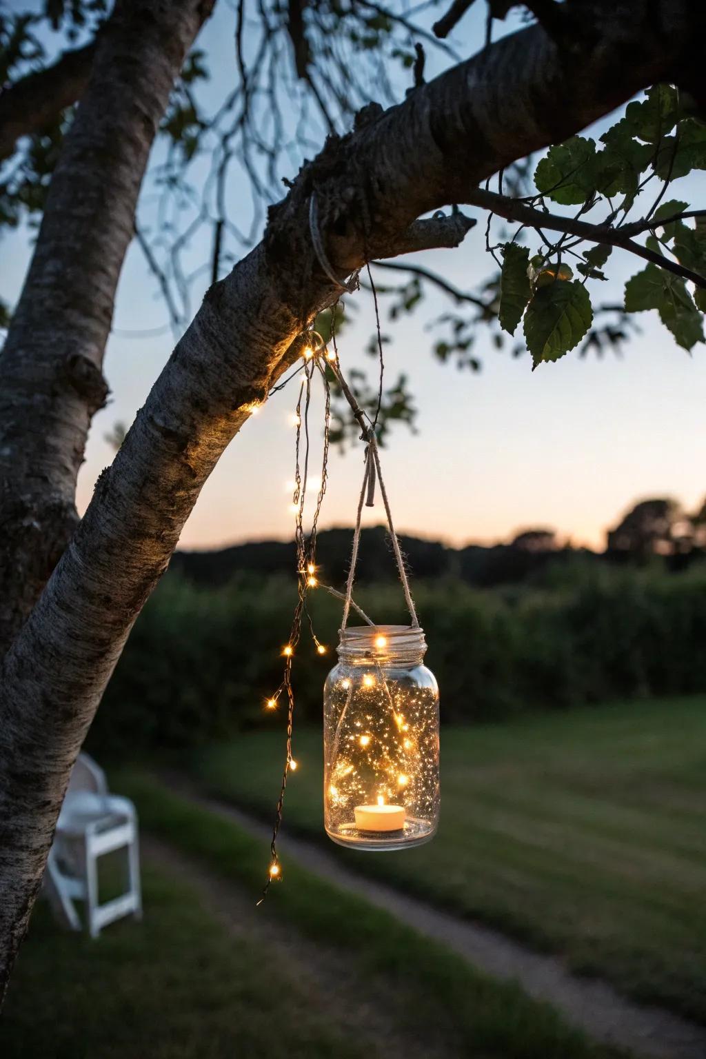 Illuminate your garden with the enchanting glow of a DIY mason jar lantern.