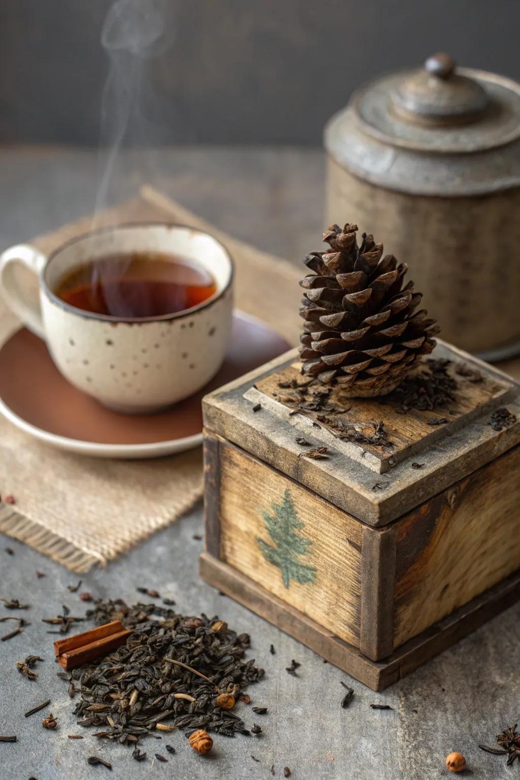 A beautifully crafted wooden tea box, perfect for tea lovers.