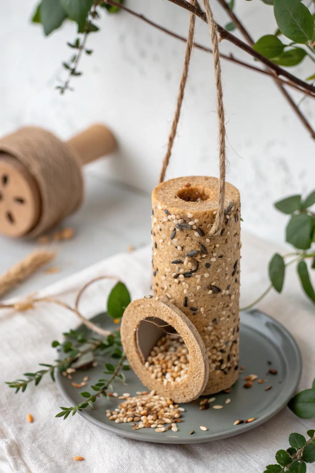 Embrace simplicity and nature with this chic DIY bird feeder, transforming your garden into a serene haven.