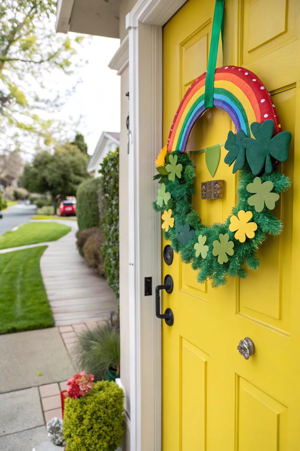 This lucky shamrock wreath makes for a cheerful St. Patrick's Day welcome.