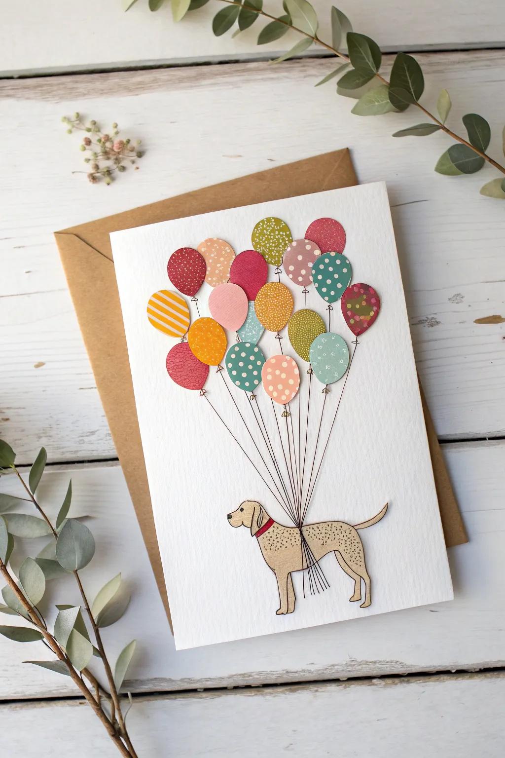 Celebrate a pup's special day with playful balloon cutouts and minimalist charm!
