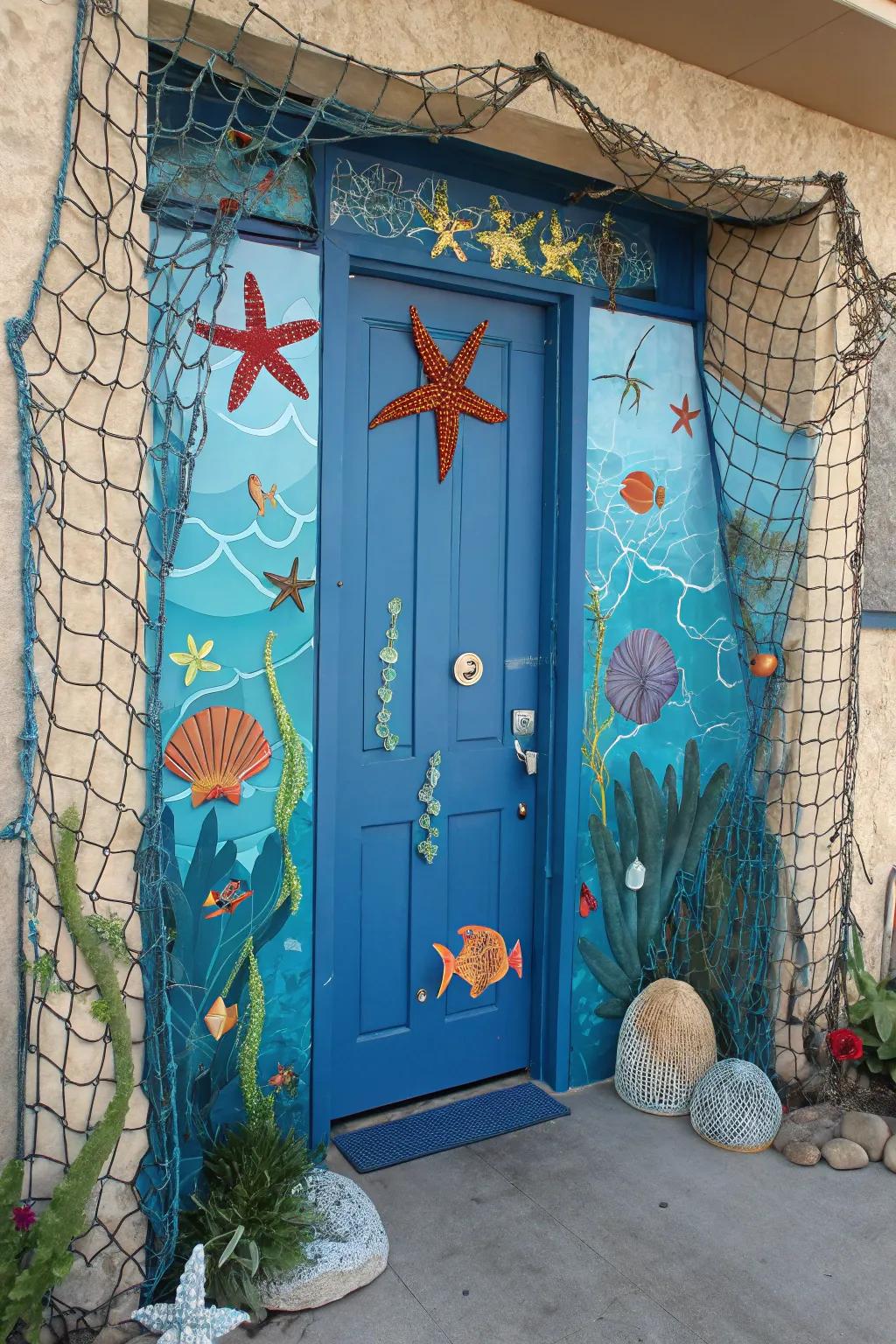 An inviting under the sea themed door.