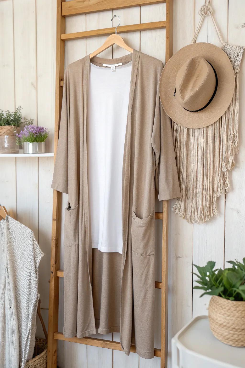 Effortless elegance meets minimalist charm with this duster cardigan look. #ScandinavianStyle #BohoChic