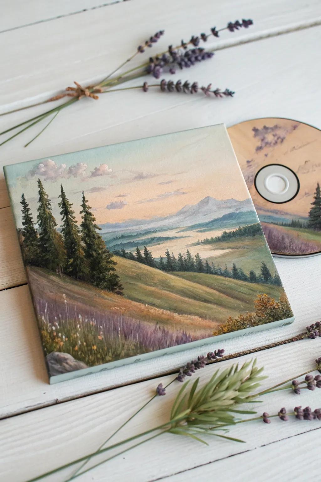 Transform your old DVDs into stunning landscapes: where simplicity meets natural beauty! 🎨✨ #DIYArt #ScandinavianBoho