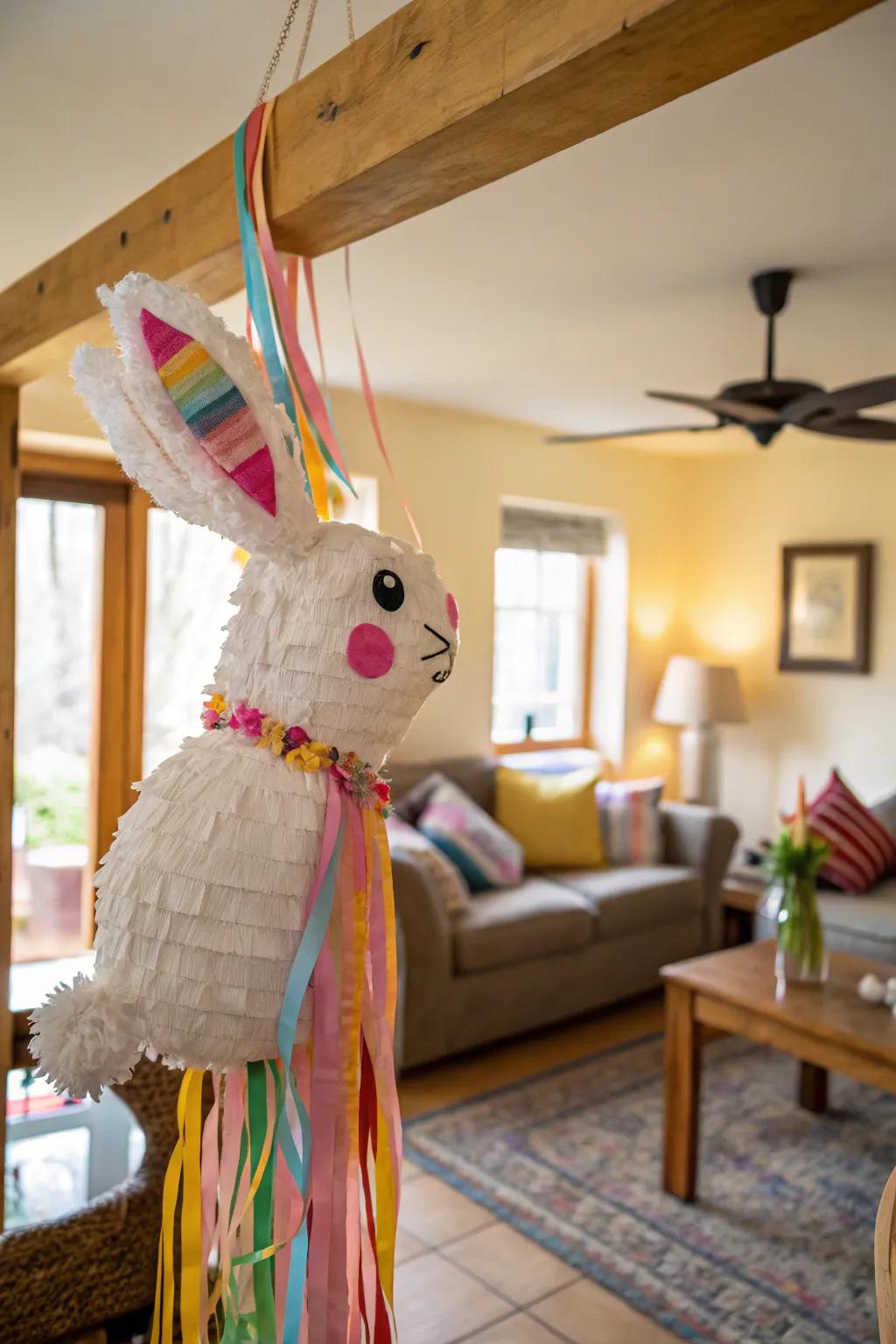 An adorable bunny pinata perfect for Easter festivities.