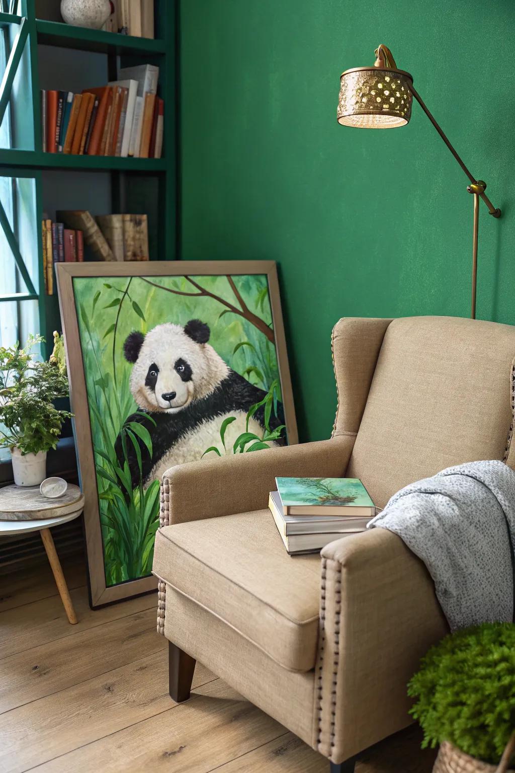 Capture the playful essence of pandas with this charming painting idea.